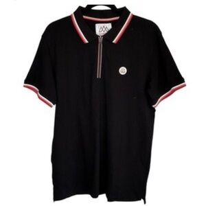 Chamonix Mont Blanc 1/4 Zip Polo Men Large Black Golf Athleisure Preppy Vacation